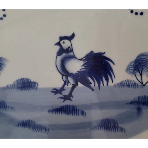 Lillian Vernon Blue White Rooster wall hanging Platter. Beautiful cutouts - Picture 2 of 8